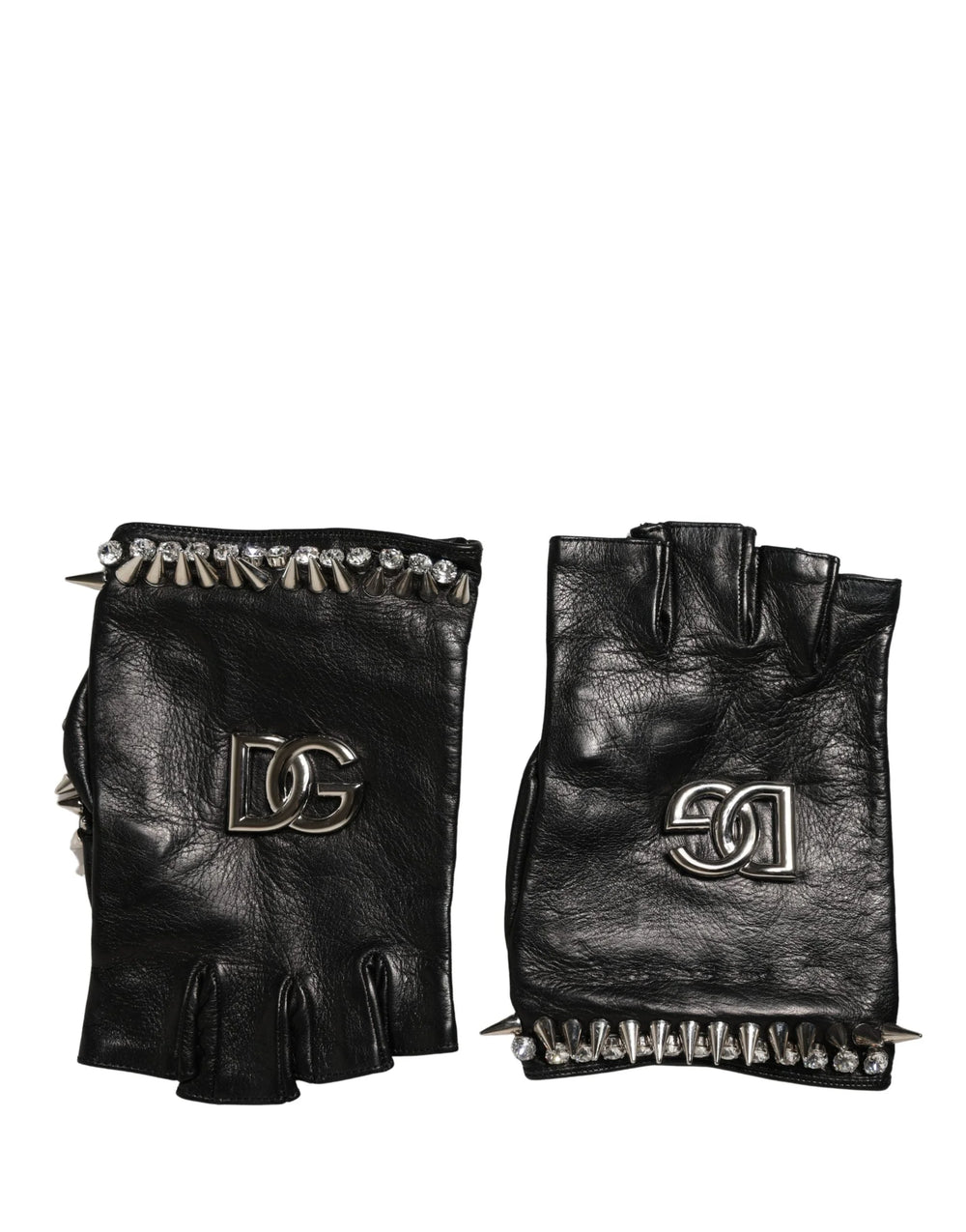Dolce & Gabbana Women Black Embellished Wrist Length Mitten Gloves - 9 | M