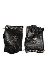 Dolce & Gabbana Women Black Embellished Wrist Length Mitten Gloves - 9 | M