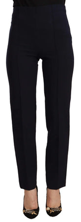 AGLINI Black High Waist Polyester Women Straight Pants - IT40|S - Trousers