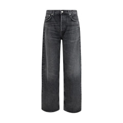 Agolde Black Cotton Straight-Leg Jeans