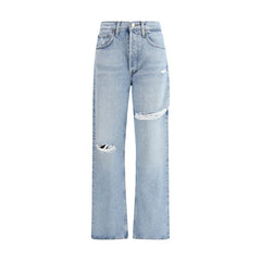 Agolde Light Blue Cotton Straight-Leg Jeans