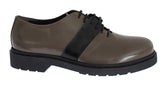 AI_ Gray Brown Leather Laceups Shoes - Flats