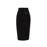 Alaïa Black Elastane Midi Skirt - 38