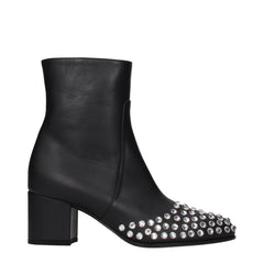 Alaïa Black Leather Ankle Boots