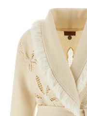 Alanui White Virgin Wool Cardigan - XS