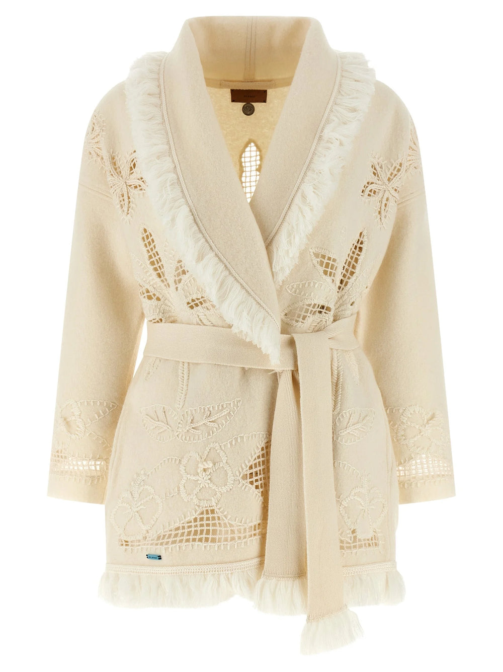Alanui White Virgin Wool Cardigan - XS