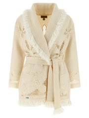Alanui White Virgin Wool Cardigan - XS