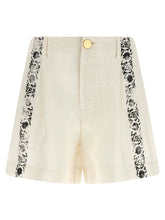 Alberta Ferretti Bicolor Linen Bermuda Shorts