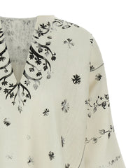 Alberta Ferretti Bicolor Linen Blouse