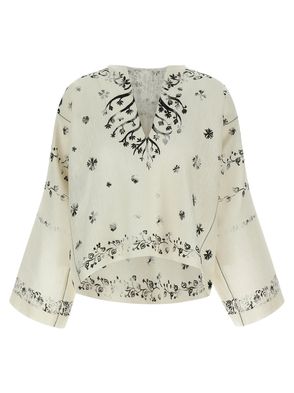 Alberta Ferretti Bicolor Linen Blouse