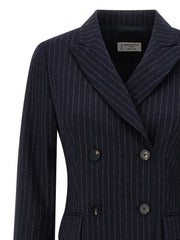 Alberto Biani Blue Virgin Wool Coat - IT42