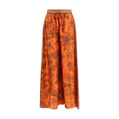 Alemais Orange Silk Casual Pants