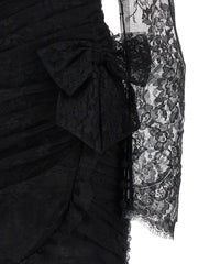 Alessandra Rich Black Organic Cotton Short Dress
