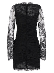 Alessandra Rich Black Organic Cotton Short Dress