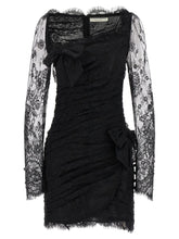 Alessandra Rich Black Organic Cotton Short Dress