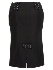 Alessandra Rich Black Wool Midi Skirt - IT38