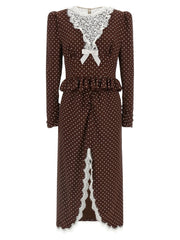 Alessandra Rich Brown Silk Midi Dress - IT40