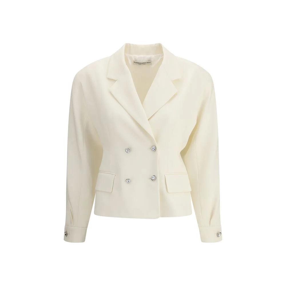 Alessandra Rich Cream Fleece Wool Blazer - IT40 | M