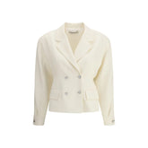 Alessandra Rich Cream Fleece Wool Blazer - IT40 | M