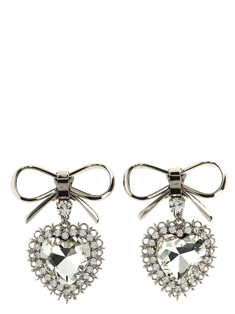 Alessandra Rich Silver Glass Earrings - One Size