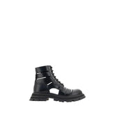 Alexander McQueen Black Calf Leather Bos Taurus Lace-Up Boots - EU37.5/US7.5