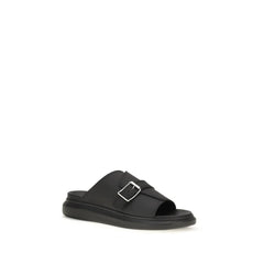 Alexander McQueen Black Calf Leather Bos Taurus Platform Sandals