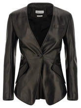 Alexander McQueen Black Lamb Leather Blazer - IT40