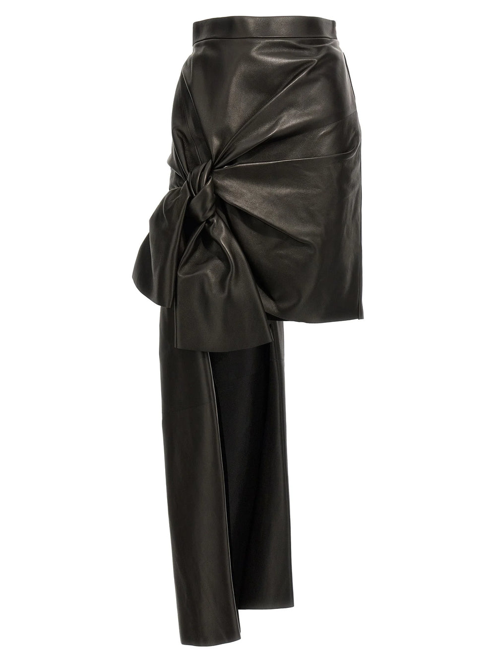 Alexander McQueen Black Lamb Leather Long Skirt