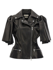 Alexander McQueen Black Lamb Leather Sleeveless Jacket - IT42