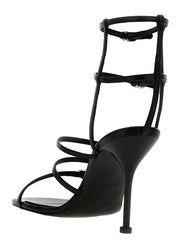 Alexander McQueen Black Lambskin Stiletto Heel Sandals