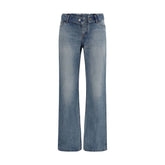 Alexander McQueen Blue Cotton Straight-Leg Jeans