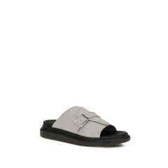 Alexander McQueen Gray Calf Leather Bos Taurus Platform Sandals