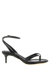 Alexandre Birman black cowhide stiletto heel sandals featuring signature knotted straps and a slim high heel.
