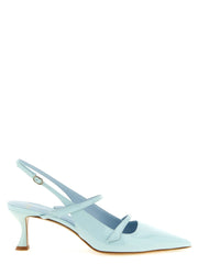 Alexandre Birman Blue Cowhide Mid Heel Pumps