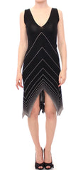 Alice Palmer Black White Low V Neck Knitted Cocktail Dress - M - Dresses