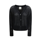 Allude Black Fleece Wool Cardigan - M