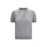 Allude Gray Cashmere Shortsleeve Shirt