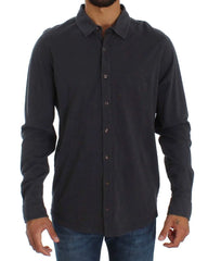 Alpha Massimo Rebecchi Gray Cotton Button Down Casual Shirt - IT58 | XXL - Shirts