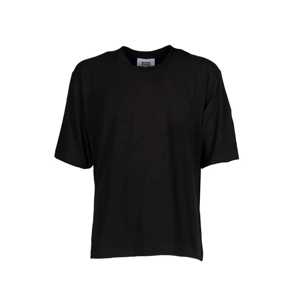 Alpha Studio Black Cotton T-Shirt - IT46 | S - T-Shirts