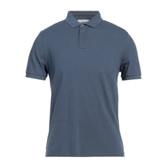 Alpha Studio Blue Cotton Polo Shirt - Polos