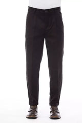 Alpha Studio Brown Wool Men Pant - IT48 | M - Trousers