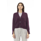 Alpha Studio Burgundy Merino Wool Women Cardigan - Cardigans