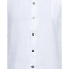 Alpha Studio Elegant White Linen Shirt for Men - IT46 | S - Shirts