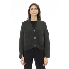 Alpha Studio Gray Merino Wool Women Cardigan - IT44|L - Cardigans