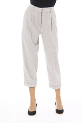 Alpha Studio Gray Wool Women Pants - IT48|XXL - Trousers