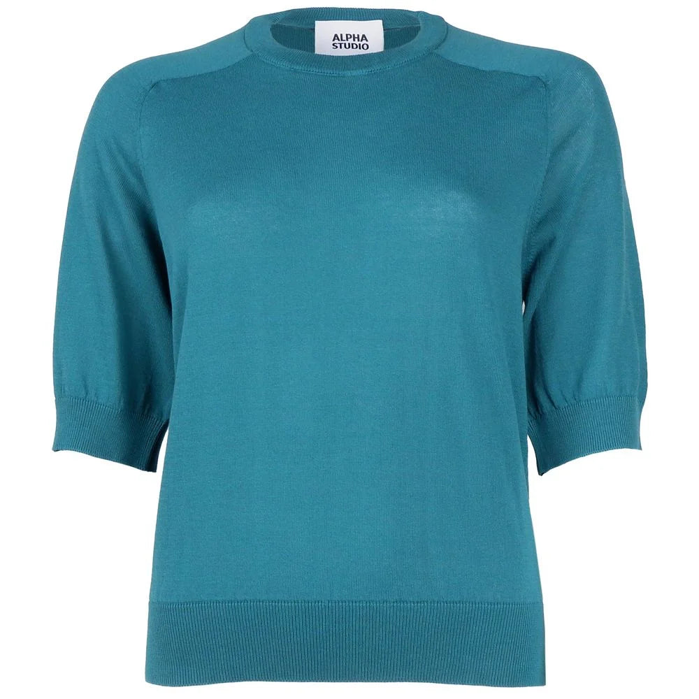 Alpha Studio Green Cotton Sweater - Sweaters