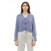 Alpha Studio Light Blue Merino Wool Women Cardigan - Cardigans