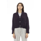 Alpha Studio Purple Merino Wool Women Cardigan - Cardigans