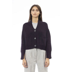 Alpha Studio Purple Merino Wool Women Cardigan - Cardigans
