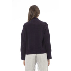 Alpha Studio Purple Merino Wool Women Cardigan - Cardigans